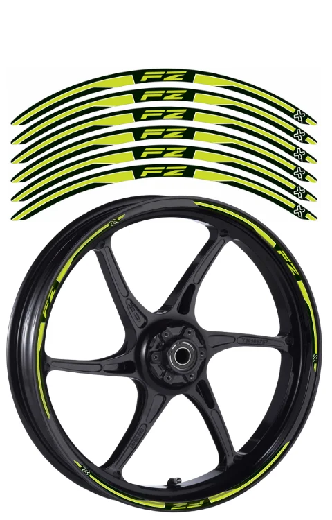 Alloy Wheel Radium Sticker Compatible with FZ V1/V2/V3/V4 | Printed In Premium Radium With FPF(Fade Protection Film), Water Proof, Precut Sticker, Pack Of 12